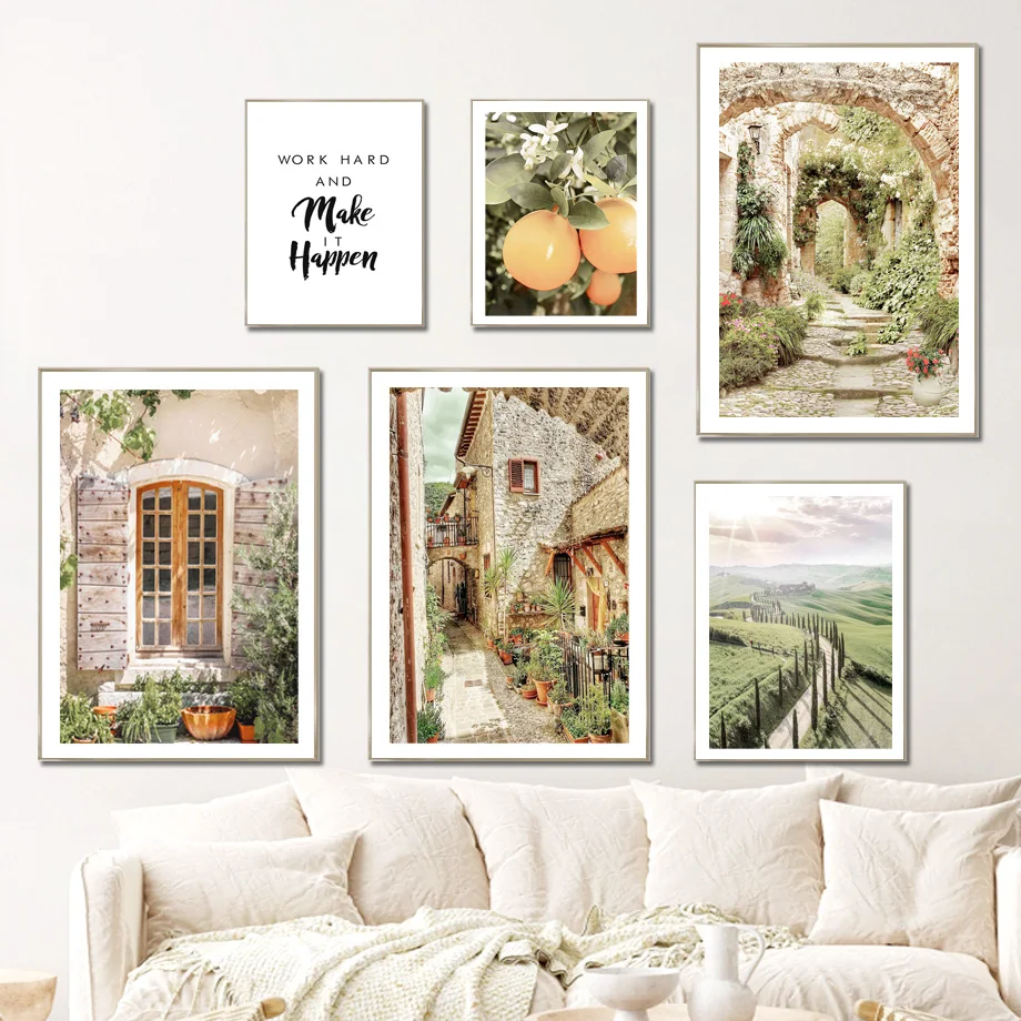 Italy Tuscany Bellagio Town Mediterranean Rural Art Canvas Nordic Posters Painting And Prints Wall Pictures Living Room Decor