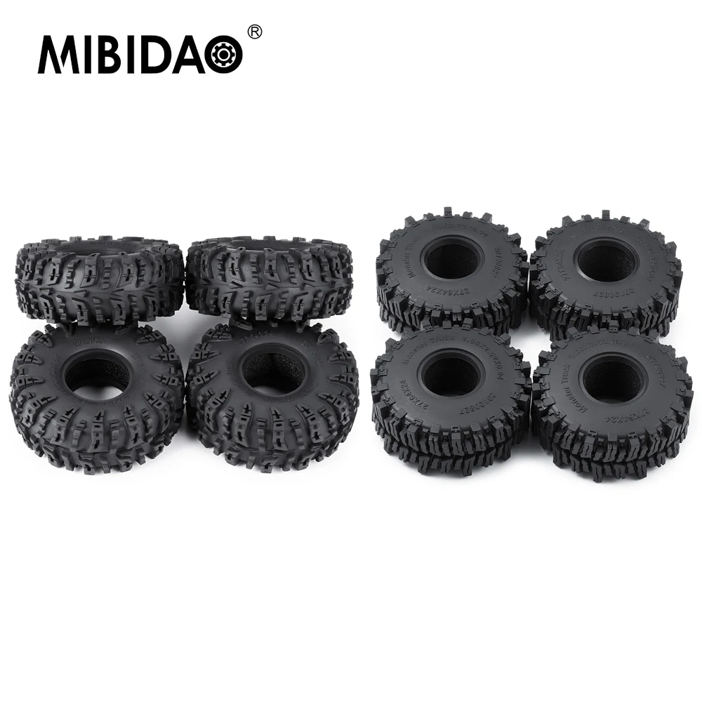 

MIBIDAO 4 шт. 1,1 дюйма 64*24 мм 64*27 мм Swamper Mud Terrain резиновые колеса для осевого SCX24 1/24 TRX-4M 1/18 RC гусеничный автомобиль часть