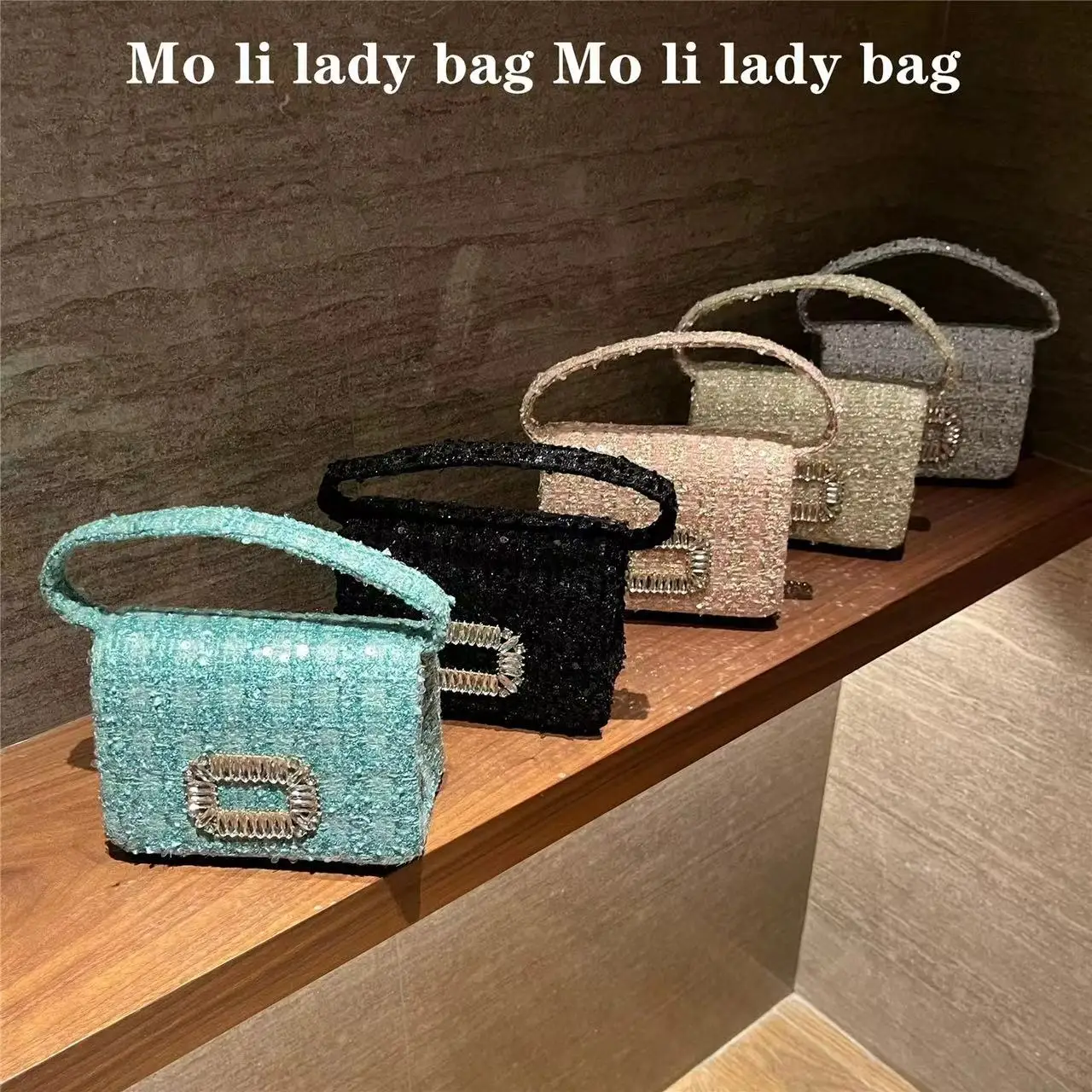 

Women Fashion Elegant Handbag Fabric Square Bag Glitter Sequins Evening Bag Dinner Party Clutch Purse Shoulder Crossbody Bag