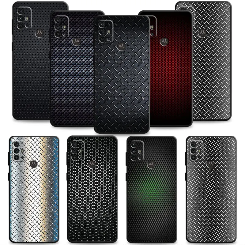 Phone Funda Metallic Texture Carbon Fiber For MOTO G30 G22 G60 Edge 20 Lite G9 Play One Fusion G60s G9 Plus G200 5G G31