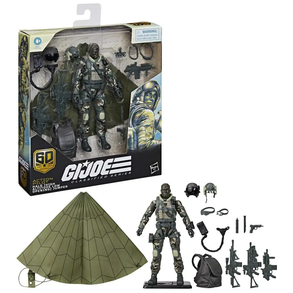 G.i. Joe Classified Series 60Th Anniversary Action Pilot Halo (High Altitude Low Opening) Jumper, 6 Inch Action Figure