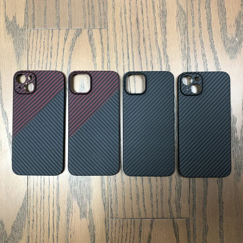 

Black phone case for Apple iPhone 14 Plus IP14P 14+ Kevlar case real Aramid Carbon Fibe case Geometric lightweight