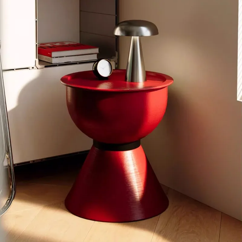 

Bauhaus Corner Side Table Luxury Iron End Table with Snack Storage Modern Living Room Accent Piece Exquisite Small Sofa Tables