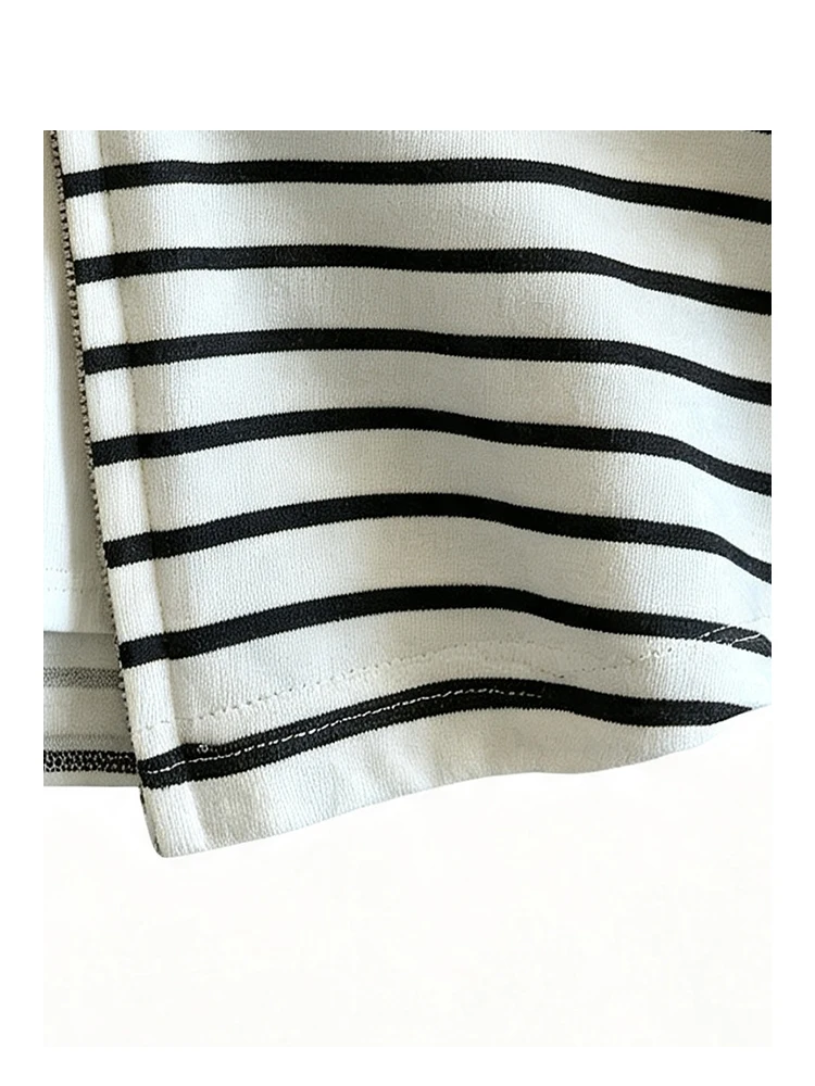 plus Size Women's Long Sleeve T-Shirt Striped Trendy Top for Autumn Standard Fit Longevity Polyester Fiber No Brand Registered