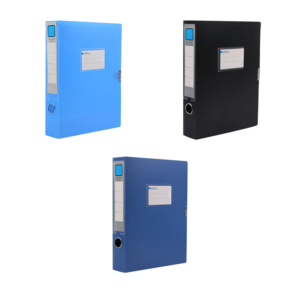 A4 File Box with Label Pocket Document Case Bill Office Organizer