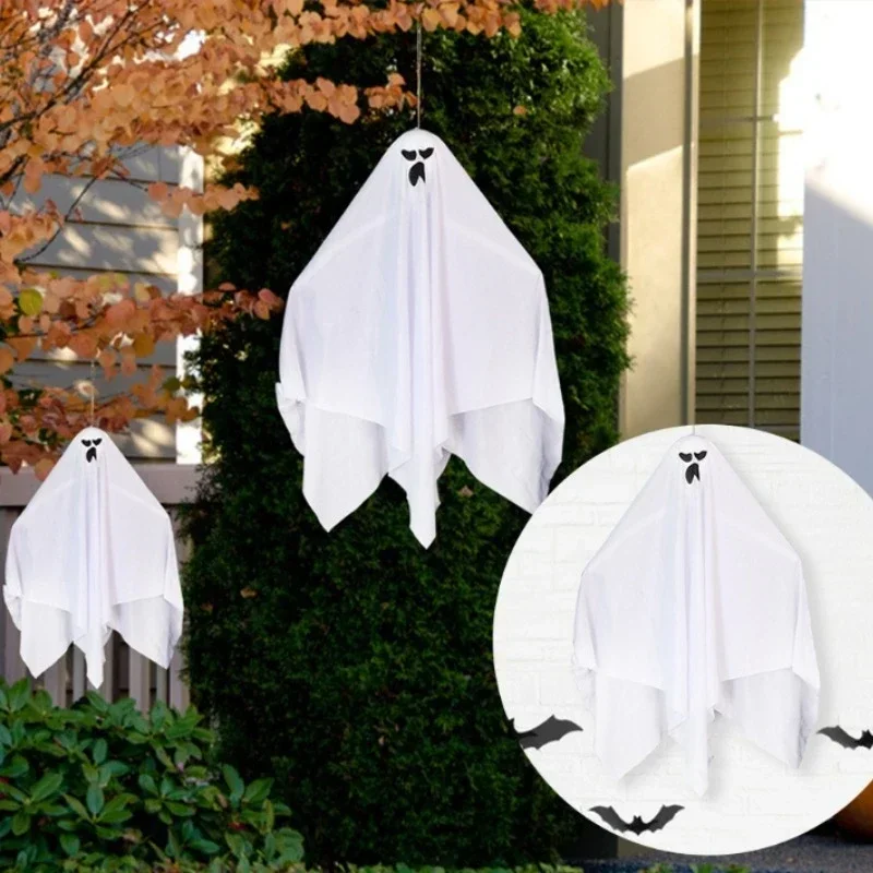 1pc Halloween White Ghost Horror Pendant, Haunted House Horror Hanging Ghost Props Ghost Festival Courtyard Hanging Decoration