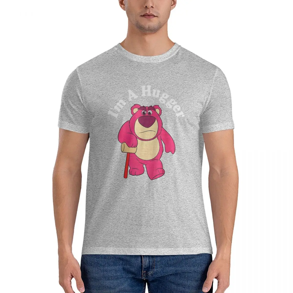 Men's Angry T Shirt Disney Toy Story Lotso Huggin Bear Cotton Clothes Hipster Short Sleeve Crewneck Tee Shirt Unique T-Shirts