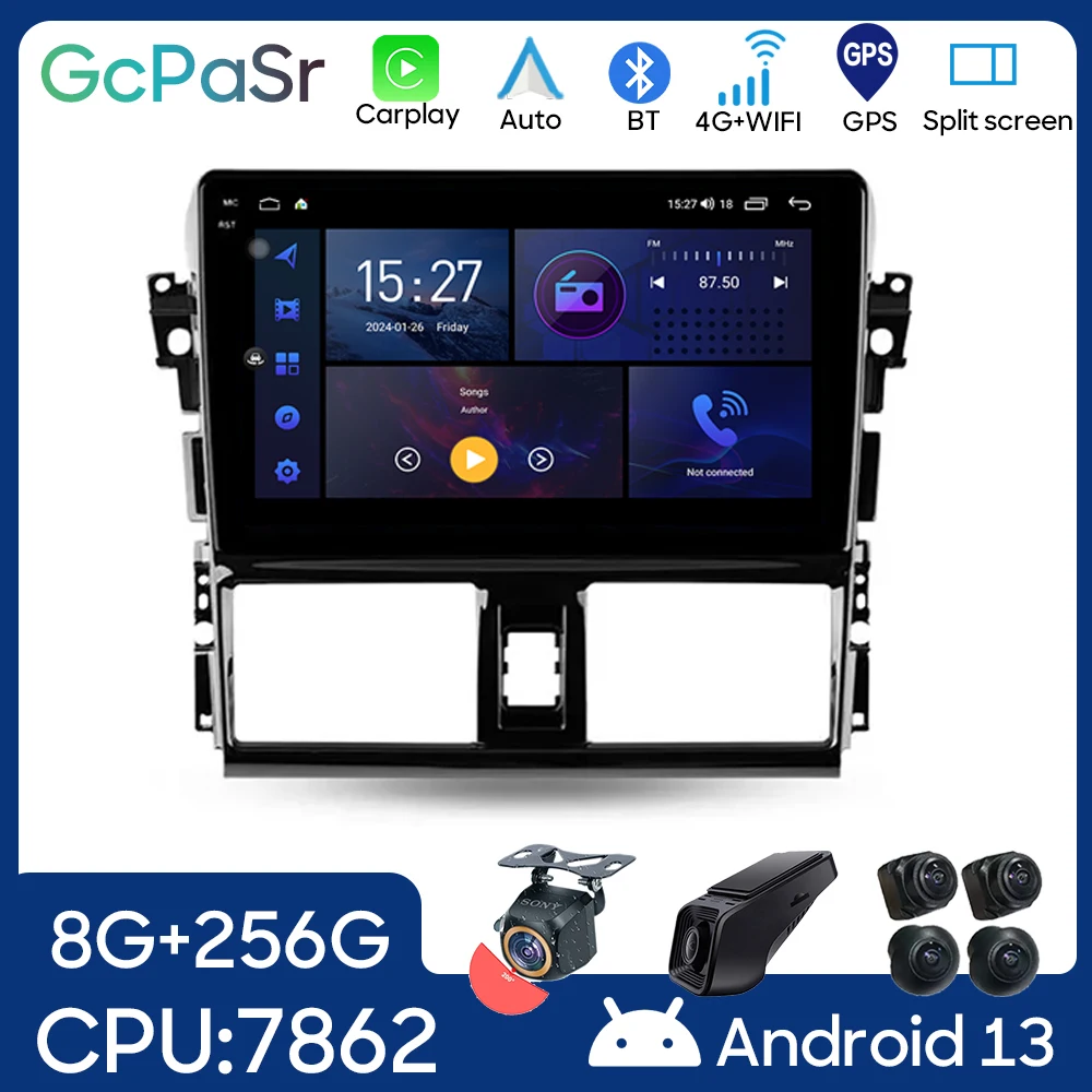 Car GPS Navigation For Toyota Vios XP150 2013 - 2020 Android Auto Radio Video Player Multimedia Stereo 5G WIFI IPS No 2din DVD