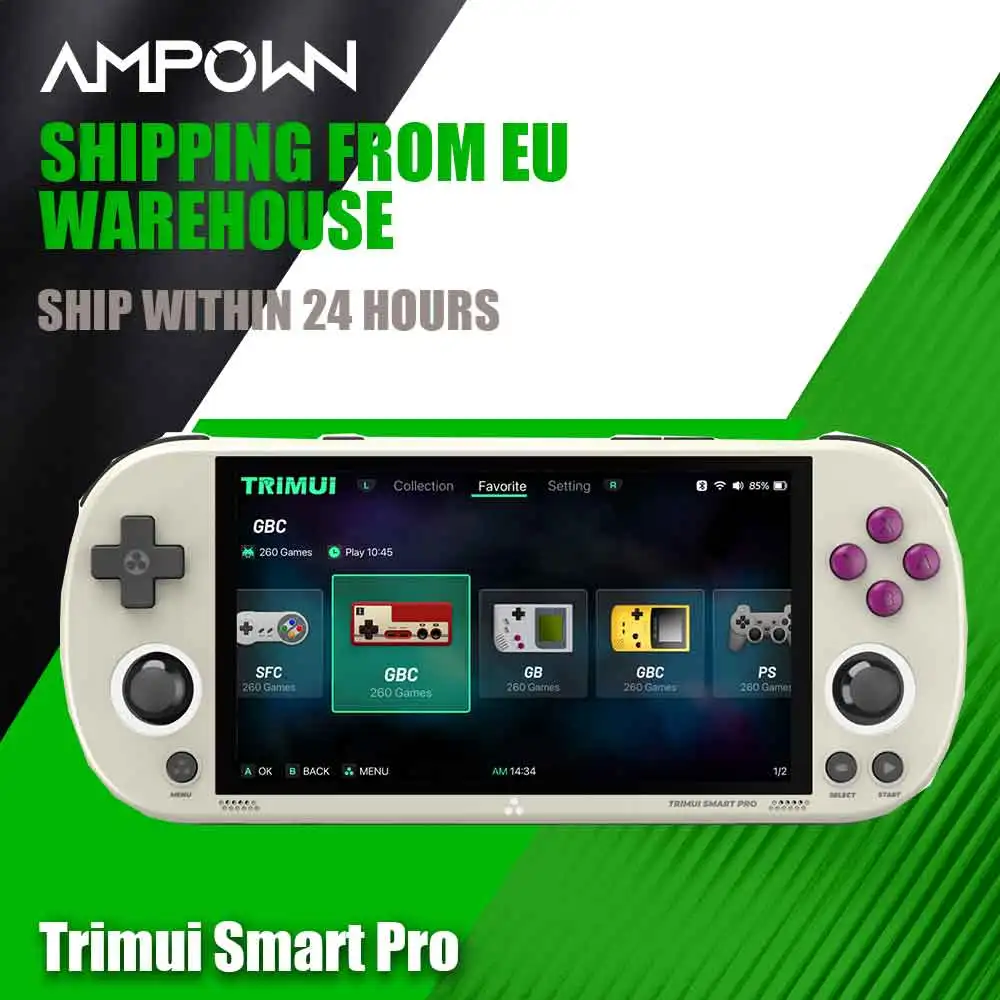 TRIMUI SMART PRO Émulateur portable rétro open source Écran IPS 4,96'' Système Linux Lecteur de jeux vidéo rétro Smartpro Cadeau