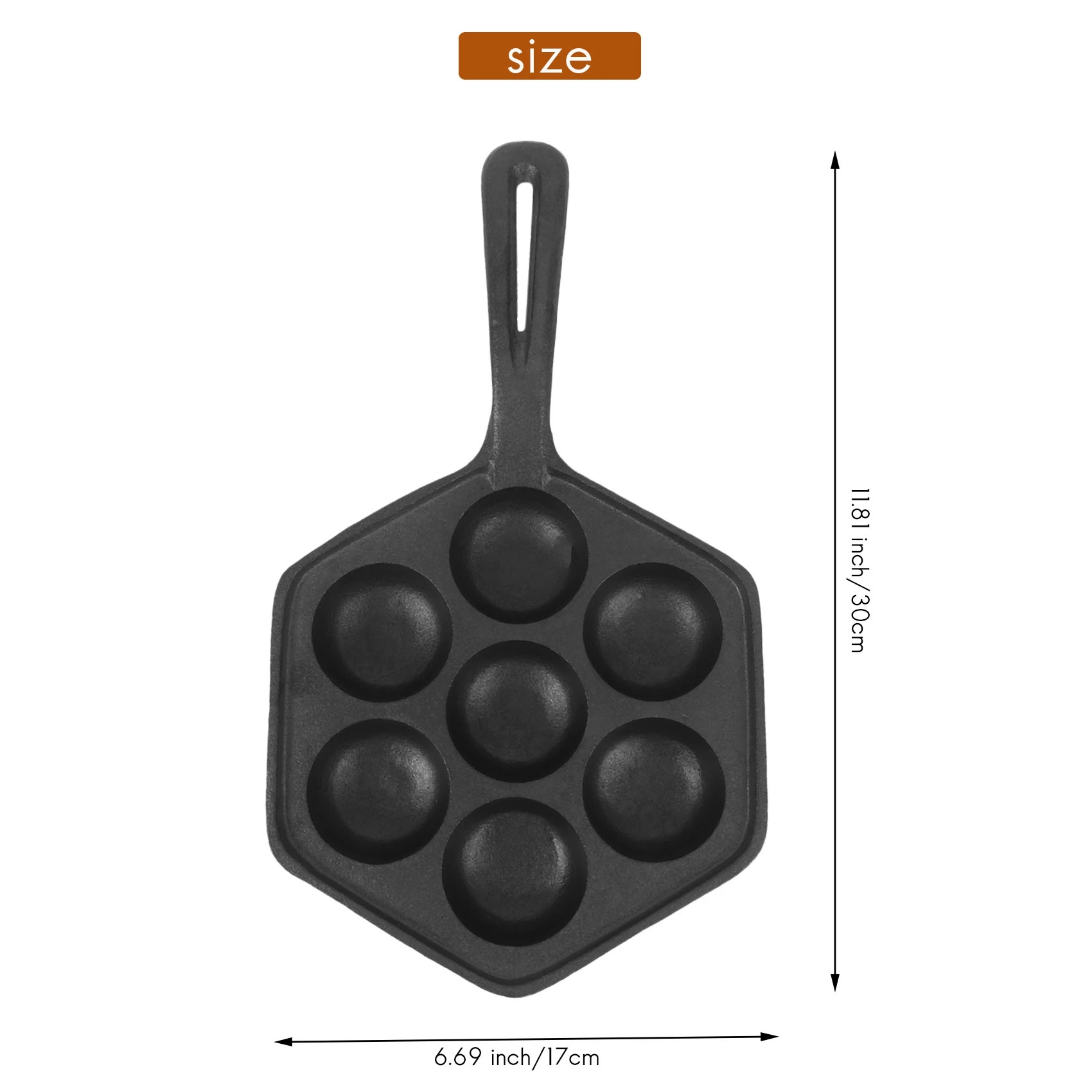 Doings Cast Iron Stuffed Nonstick StuffedPancake Pan,Munk/Aebleskiver,House Cast Iron Griddle for Various Spherical Food