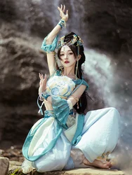 Ming Dynasty Hanfu Women's Chinese Western Exotic Dance Dress Fairy Princess Dress Traditional National Costume Blue Hanfu
