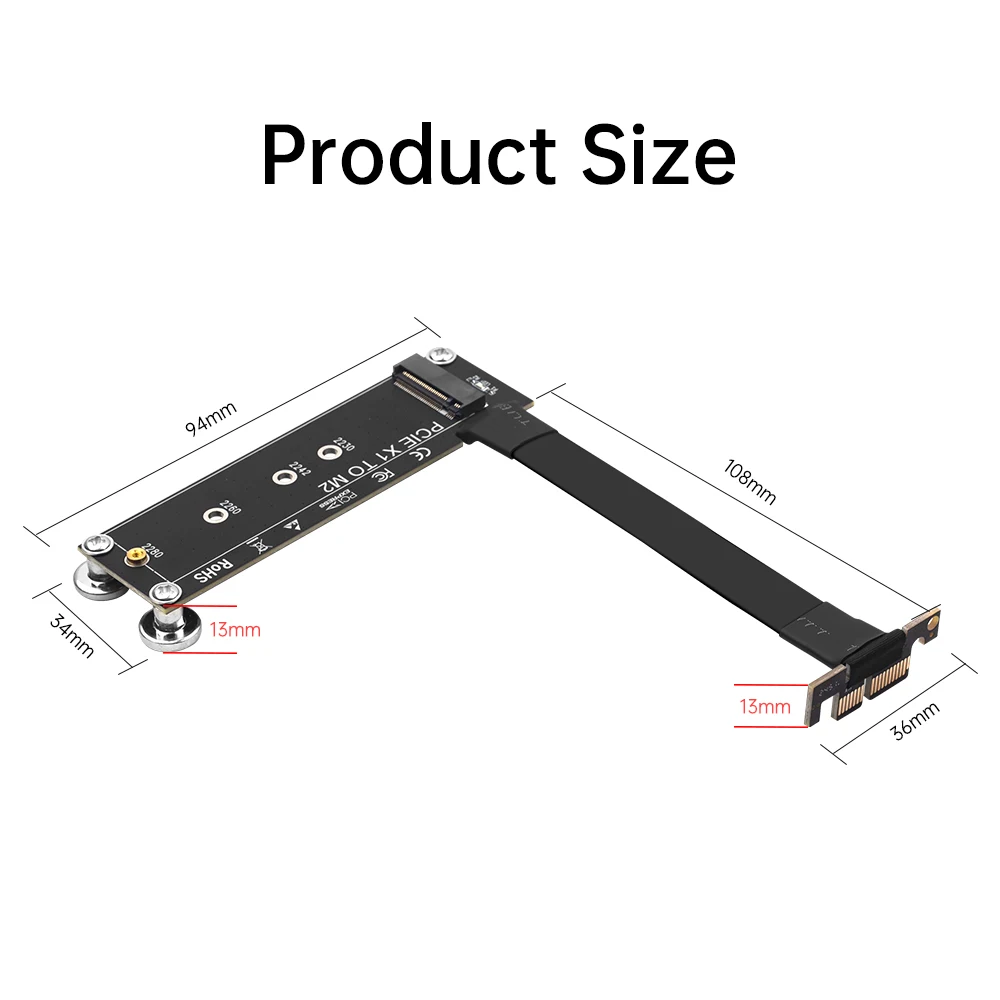 Przedłużacz PCI-E X1 do M.2 NVME Konwerter PCIE Płytka Adaptera SSD 10CM Obsługa 2230/2242/2260/2280 — zdjęcie produktu 6