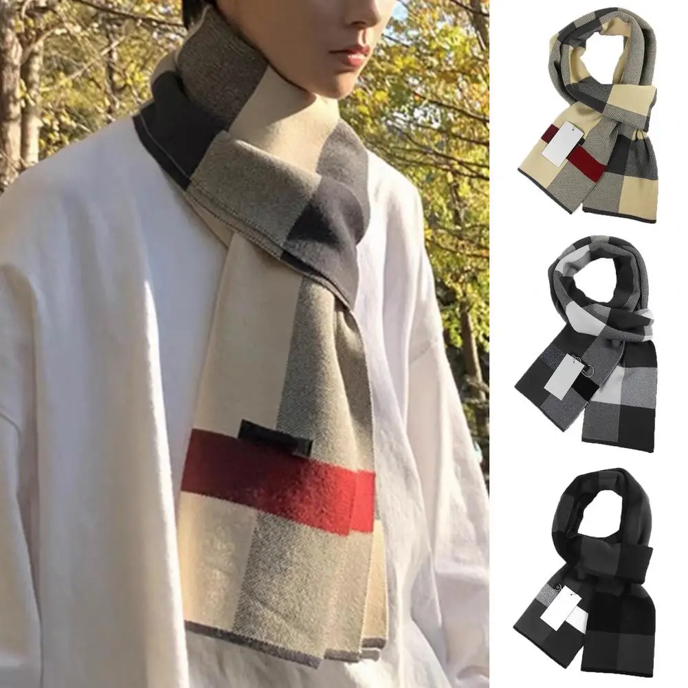 

Men Scarf Fall Winter Plaid Print Long Soft Thickened Warm Windproof Cold Weather Male Neck Wrap Scarf Shawl Birthday Gift