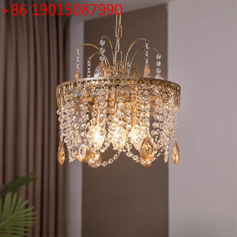 

French retro romantic crystal chandelier creative light luxury bedroom study restaurant cloakroom light
