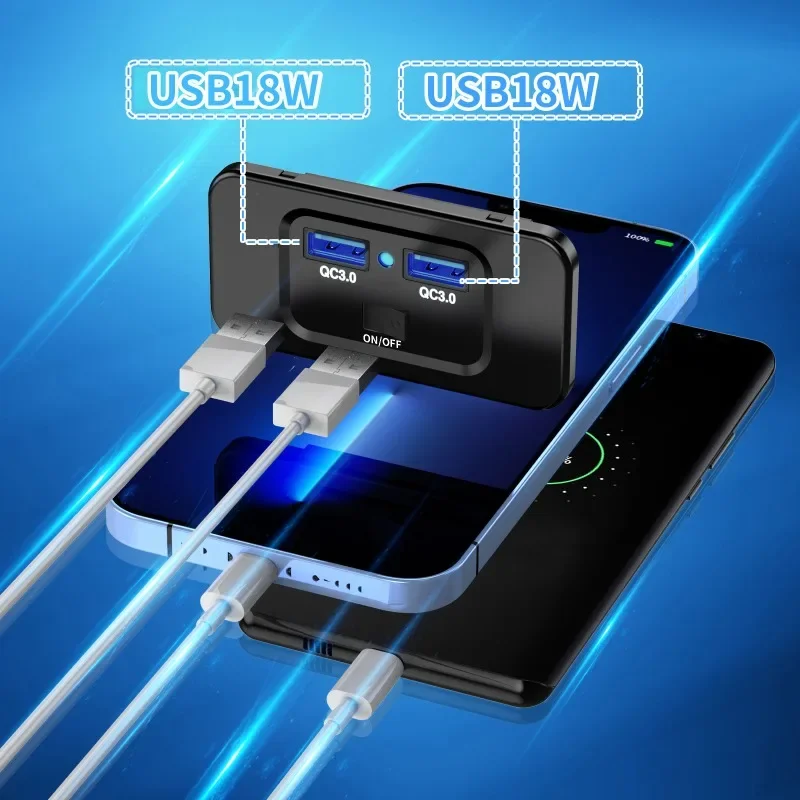 محور شحن USB-C متعدد المركبات، محول طاقة الكل في واحد للاستخدام للسيارات/البحرية/الحافلة، شحن متزامن مع الطاقة الذكية
