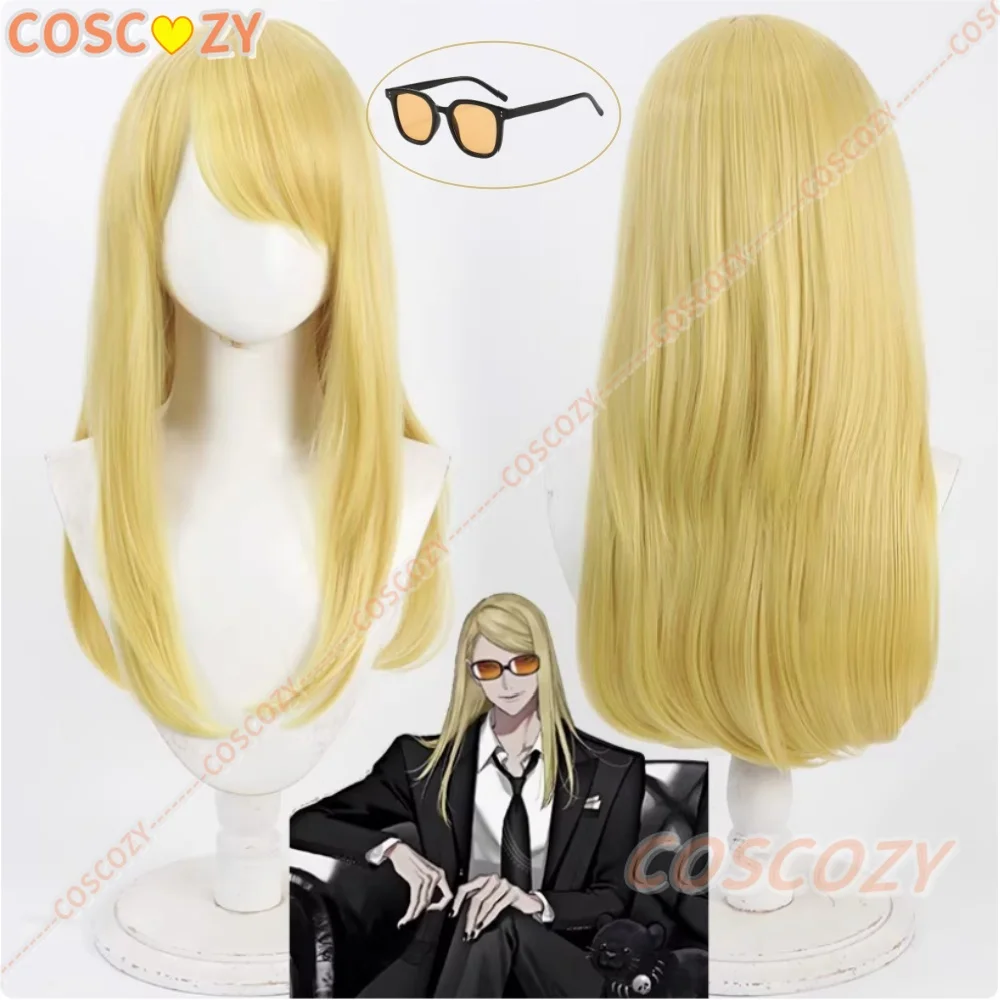 

Anime Fate/Grand Order Tezcatlipoca Cosplay Wig Sunglasses Tezcatlipoca Halloween 60cm Long Straight Blonde Wig Synthetic Hair