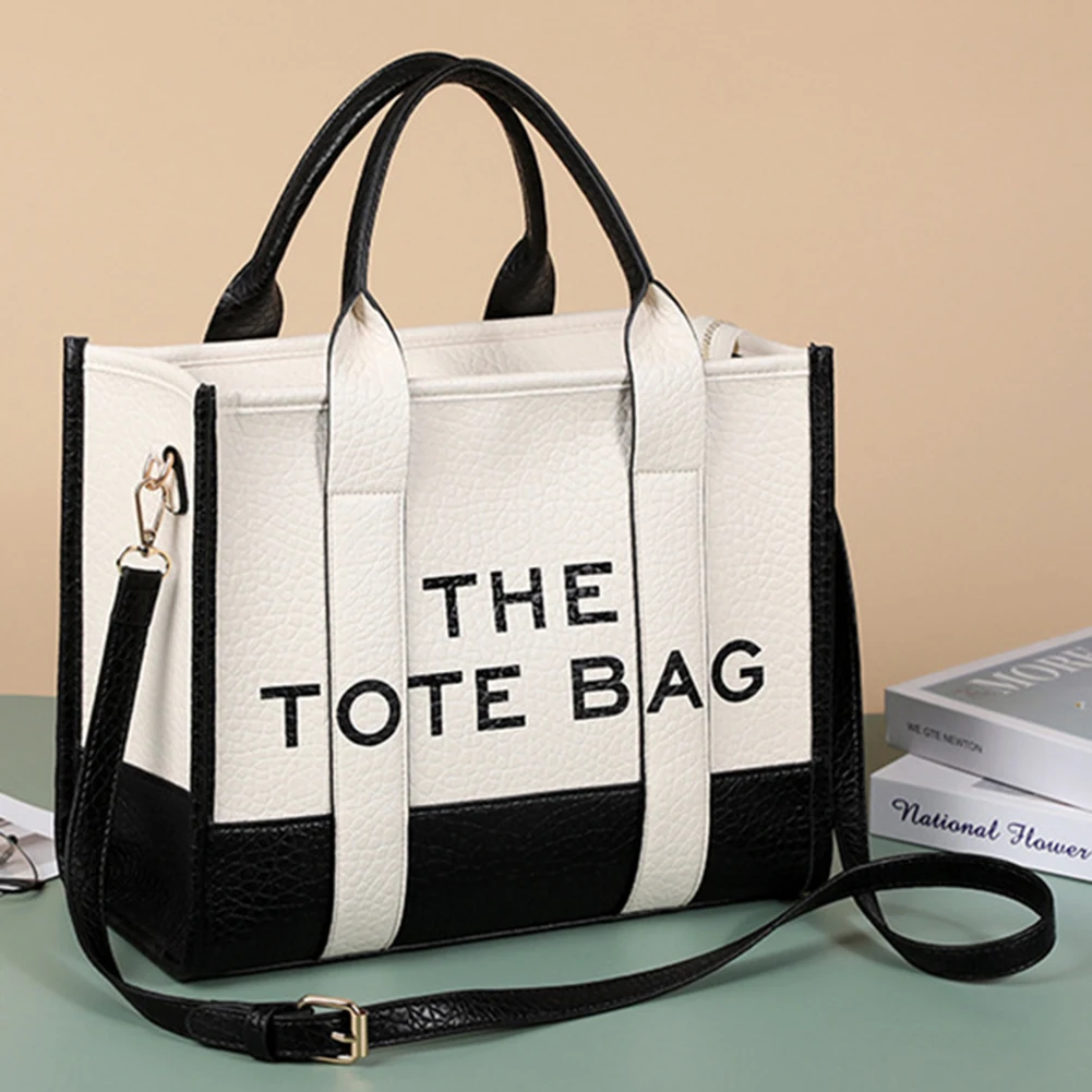 

PU Letter Top-handle Bag Fashion Letter Commute Bag Casual Large Capacity Crossbody Bags Adjustable Strap Simple Tote Bags