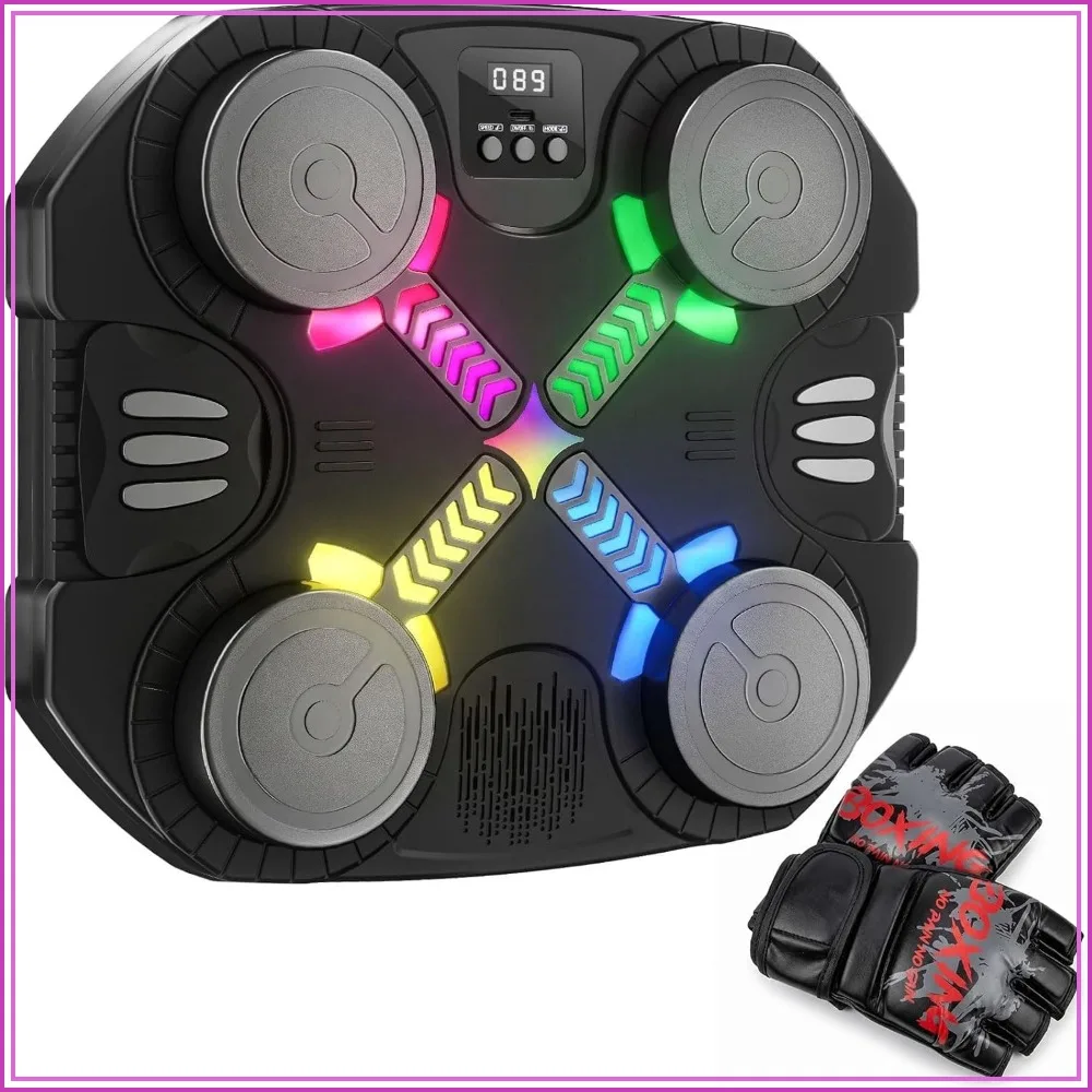 Bluetooth Music Boxing Machine with LED Lights, Punching Toy for Kids Ages 3-12, Wall-Mounted, Adjustable Speed, Gift for Boys Girls