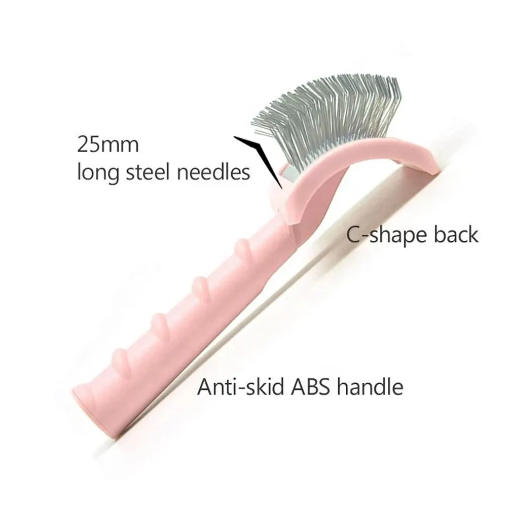 C- shaped Thick Back Hair Self Cleaning Curved Needle Comb Goldpets PS1140 Pet Hair Beauty Brushing Arc Long Needle Comb