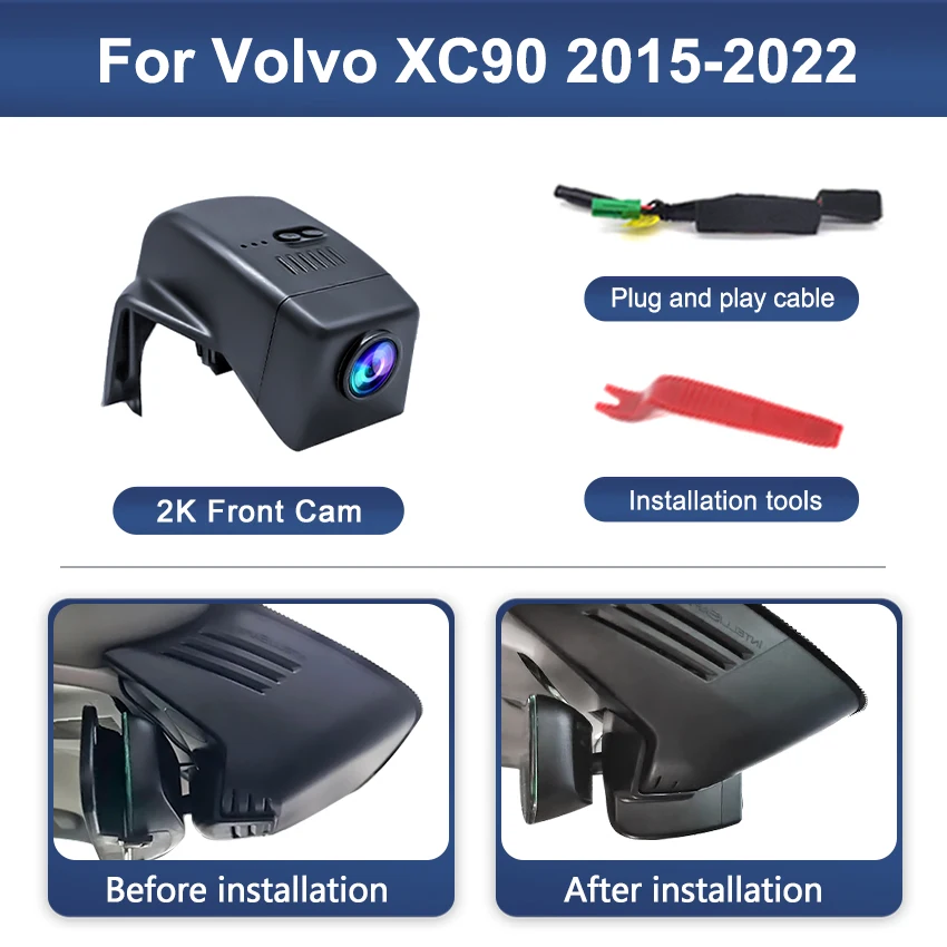For Volvo XC90 2015 2016 2017 2018 2019 2020 2021 2022 Plug and Play Hidden Car DVR Dash Cam Driving Recorder Cameras,4K DashCam image 3