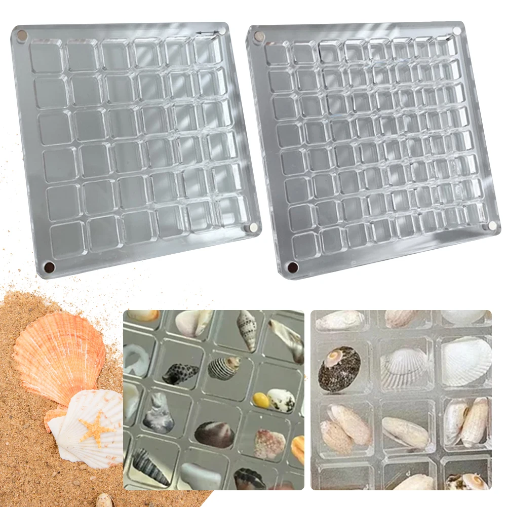 

Acrylic Magnetic Seashell Storage Box Clear 36/64 Grids Rock Display Case Small Craft Organizers Container for Bead Nail Jewelry