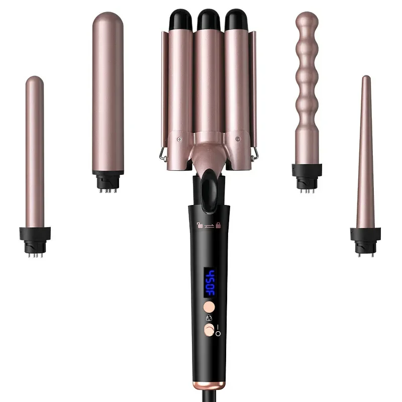 Cross-border 5-in-1 Tube Changing Curling Iron, Straight Curling Dual-purpose 32mm Big Wave Multi-function