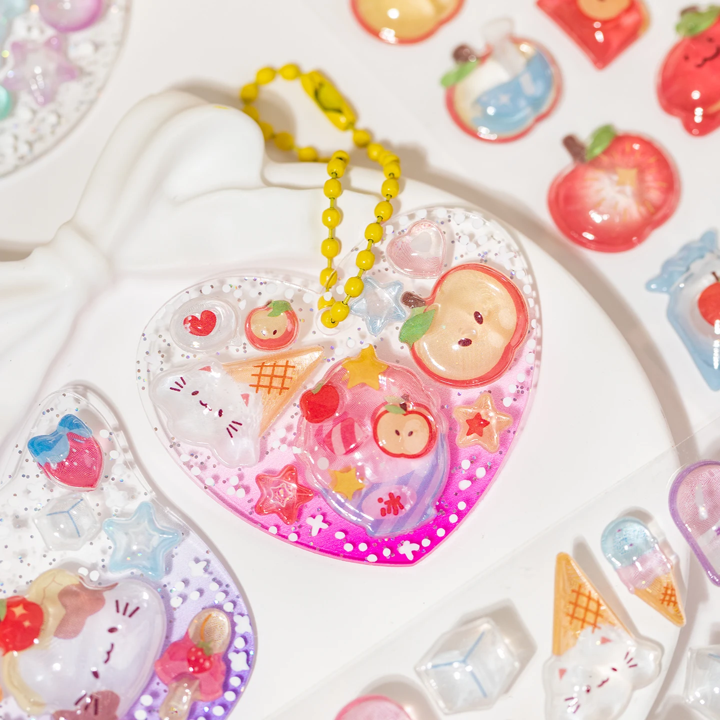 Mr. Paper Sweet Candy Party Stickers, 7 Styles 3D Embossed Decals for Notebook Phone Case Photo Album Dairy Guka Decoration