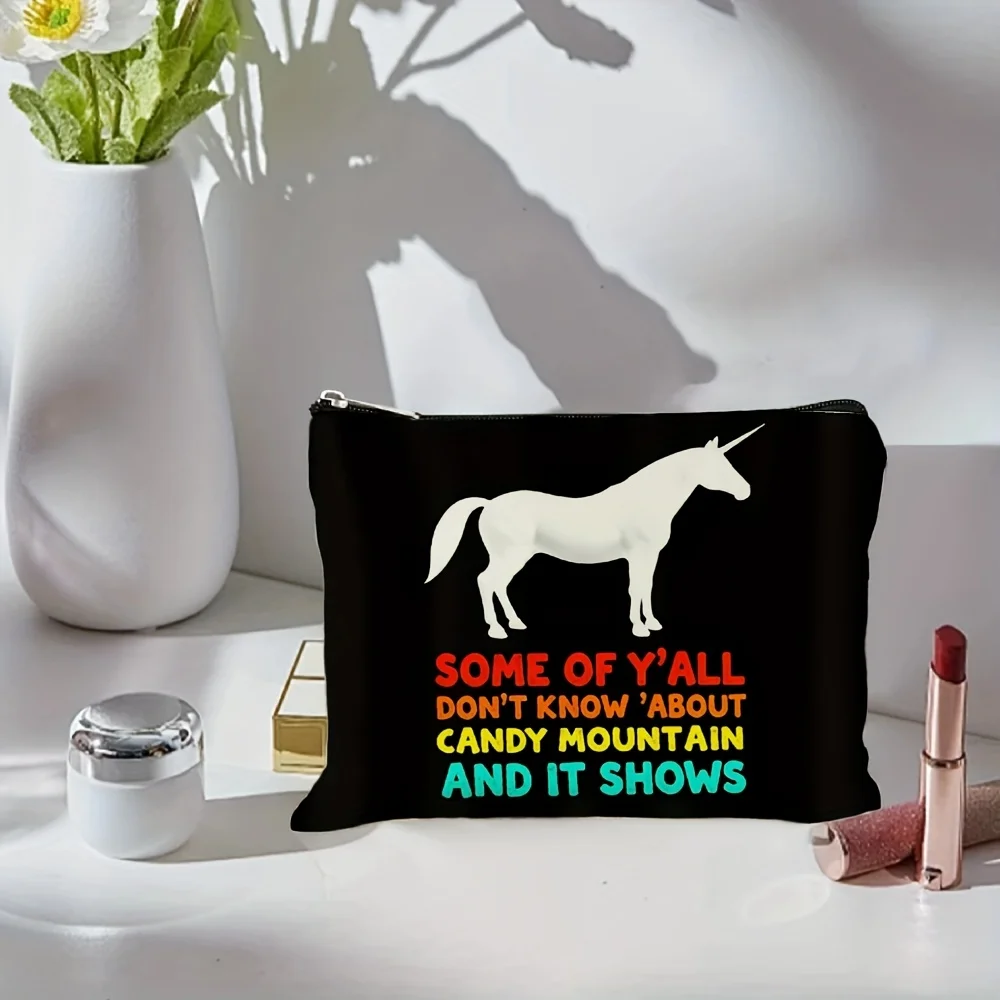 Un joli sac de maquillage au design licorne - pochette multifonctionnelle à fermeture éclair, sac de rangement de bijoux, petit sac de rangement à fermeture éclair de voyage parfait.