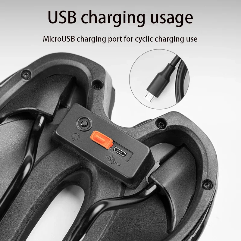 PLSELIS Fahrradsattel, Rücklicht, USB-Aufladung, kurze Nase, hohe Rückfederung, Fahrradsitz, stoßfest, Rennrad-Zubehör