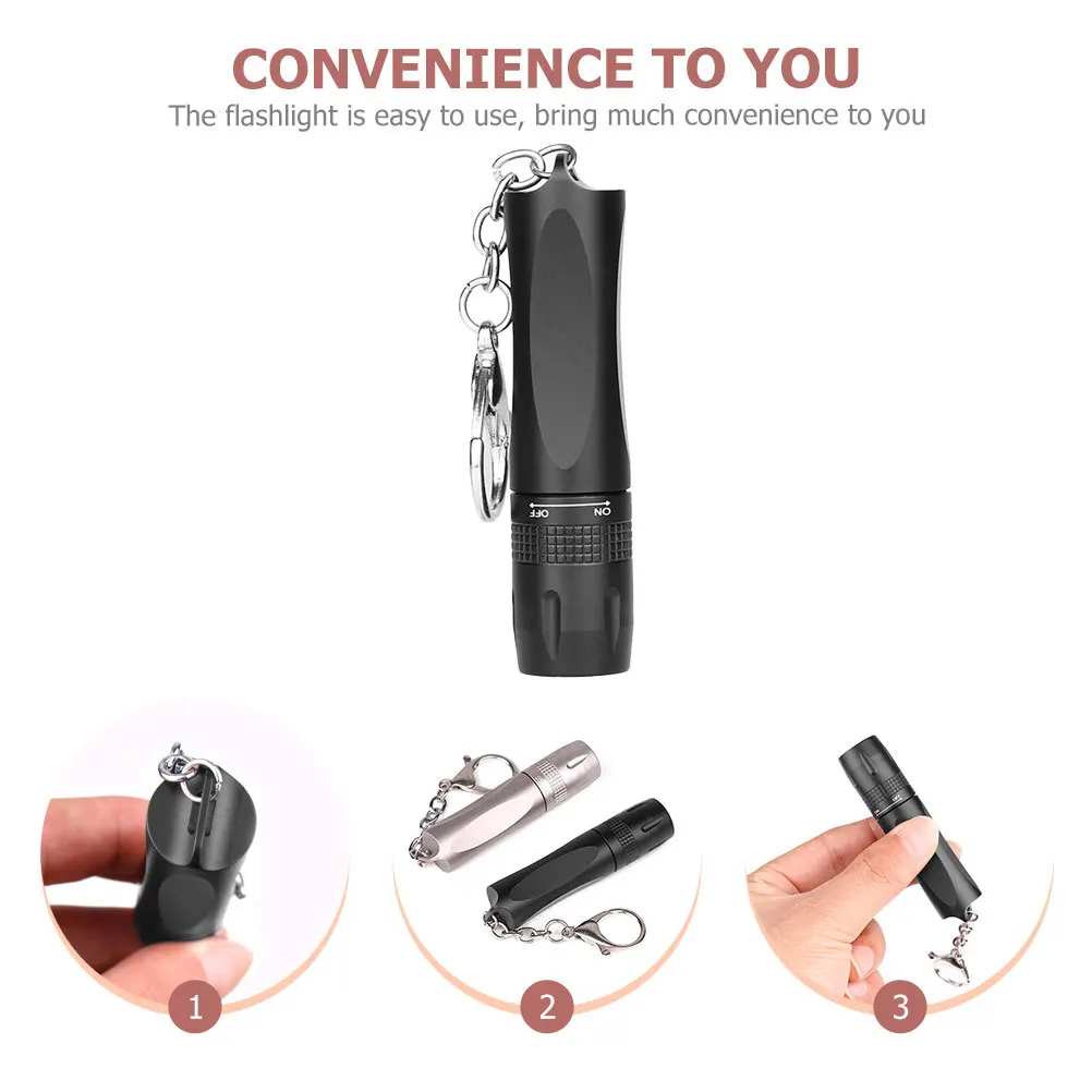 

Mini Keychain Flashlight Outdoor LED Torch Small Portable Rotate Open Close Waterproof Durable High Brightness Keyring