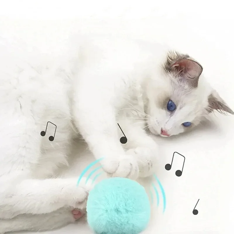 Interactive Ball Smart Cat Toys Plush Electric Catnip Training Toy for Indoor Kitten Touch Sounding Pet Product Squeak Toy Ball