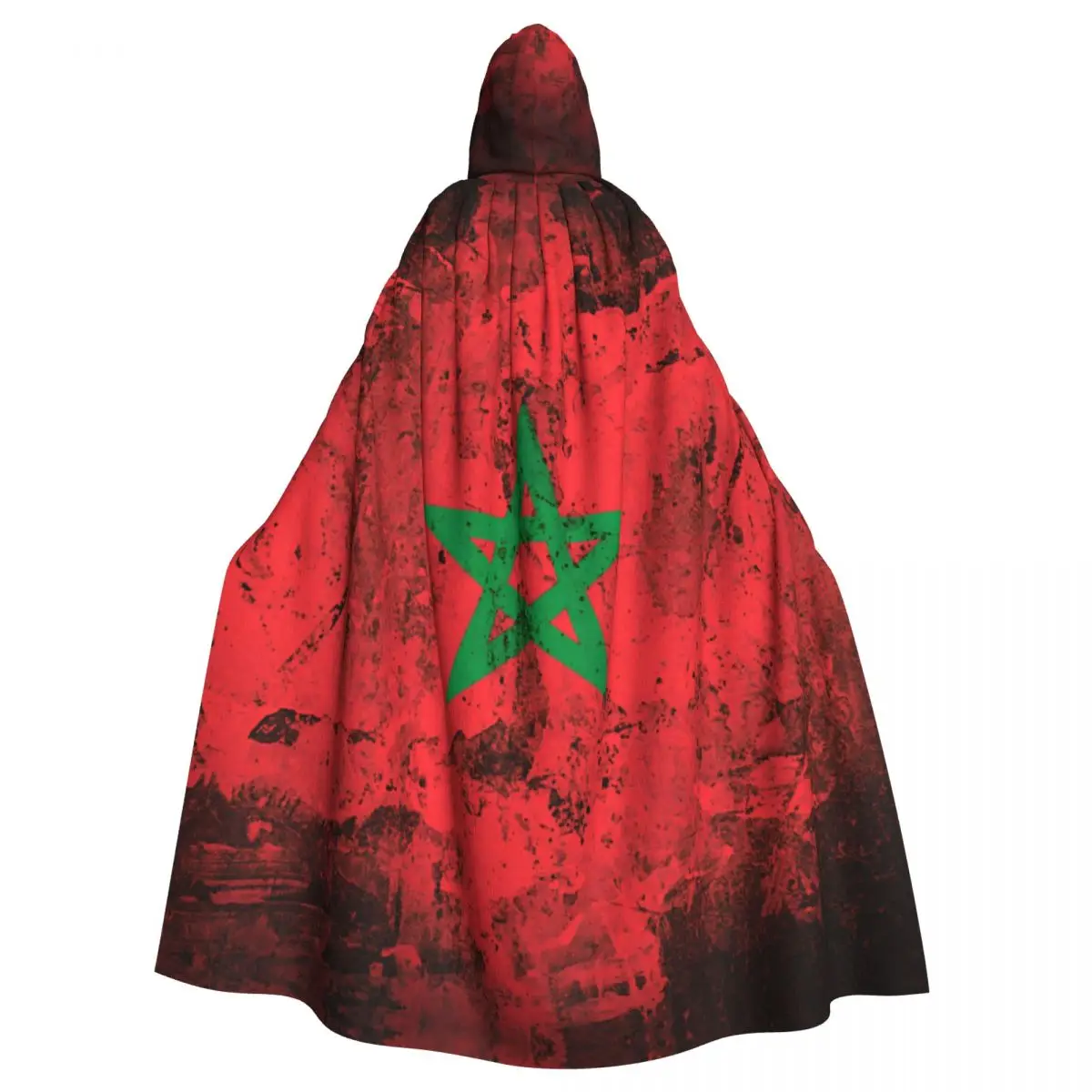 Adult Halloween Cloak Cape Morocco Flag Hooded Medieval Costume Full Length Dress Coat