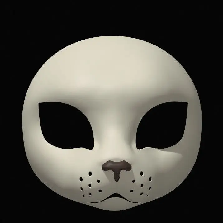 Kemono-mascarilla Base con estampado 3D de gato mascota, traje de bestia semisalista, accesorio de disfraz de calavera