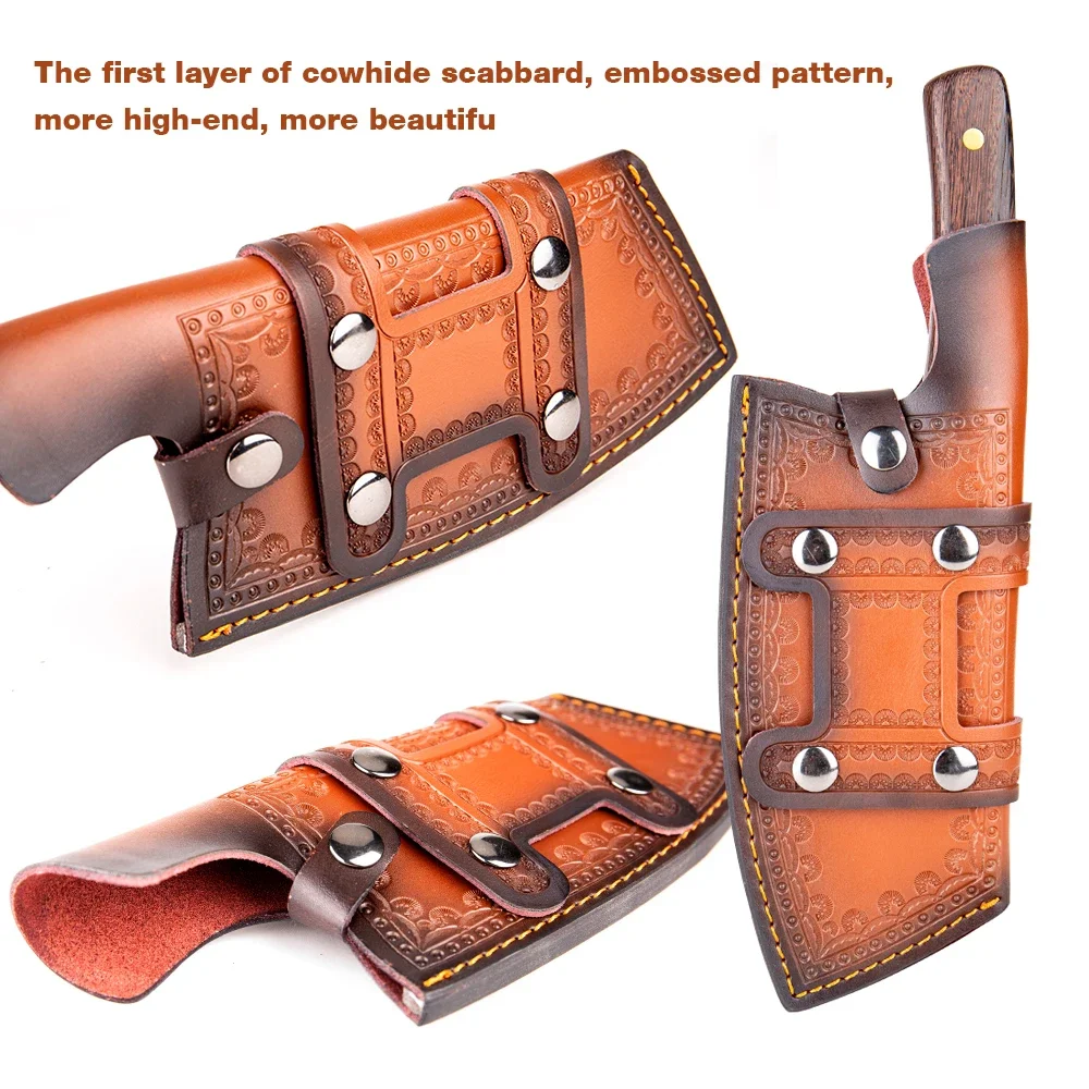 Kitchen Accessories Handmade Knives Cowhide Scabbard Kitchen Knife Protection Knife Cover Portable Cowhide Handmade Knife Cover