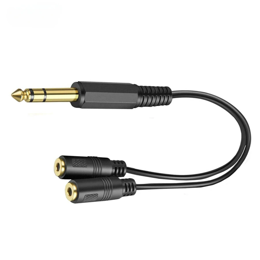 6.35 Mm Male To 2 6.35 Mm 3.5mm Female Adapter Cable 1/4 6.35mm Plug To Dual 6.35mm 3.5 mm Jack Y Splitter Stereo Audio Cord 0.2