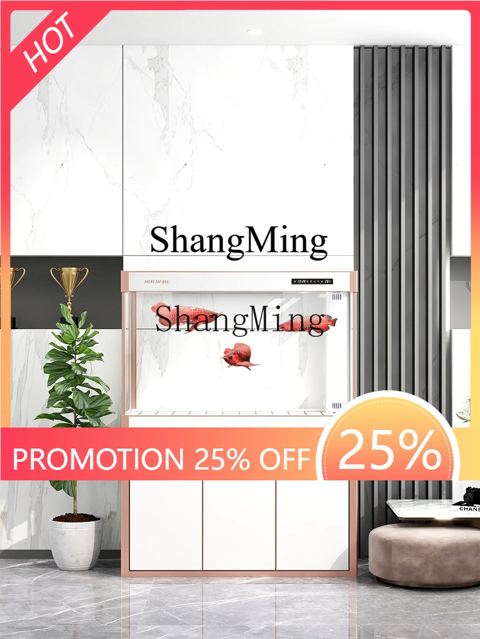 

FG fish tank aquarium living room floor-to-ceiling ultra-white glass water-free bottom filter dragon fish tank