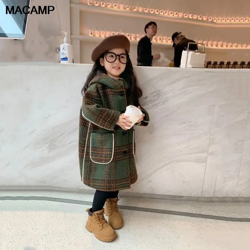 autumn winter childrens clothing Korean winter kids girls hooded jacket casual woolen baby coat 4 6 8 10 12 14 windproof jacket