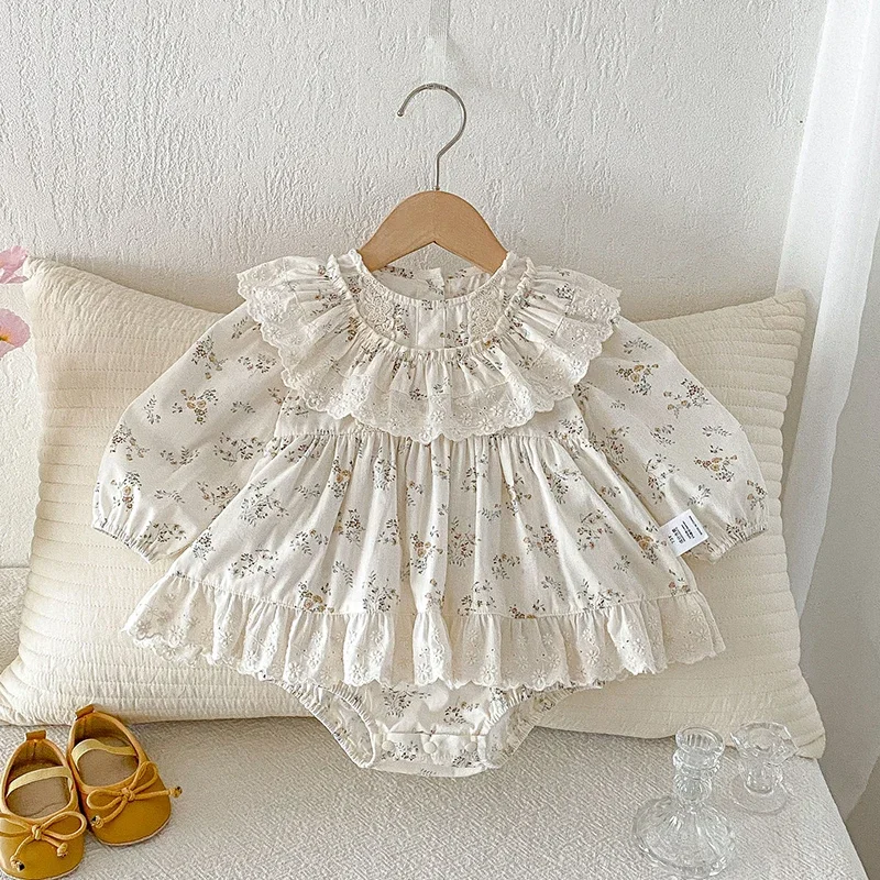 

Новые весенние комбинезоны для новорожденных девочек 2026 года, с длинным рукавом, хлопковые, с принтом, для младенцев 0-24 месяца, детская одежда