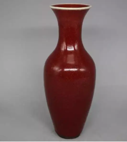 

Antique Qing Dynasty red-kiln willow-leaf-shaped porcelain vase, handmade and for collection and decoration