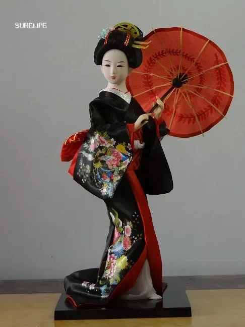 12*30cm Oriental Japanese Silk furnishings Kimono Kabuki Geisha Doll Brocade Kimono Kabuki Geisha Doll Figure Home Decoration
