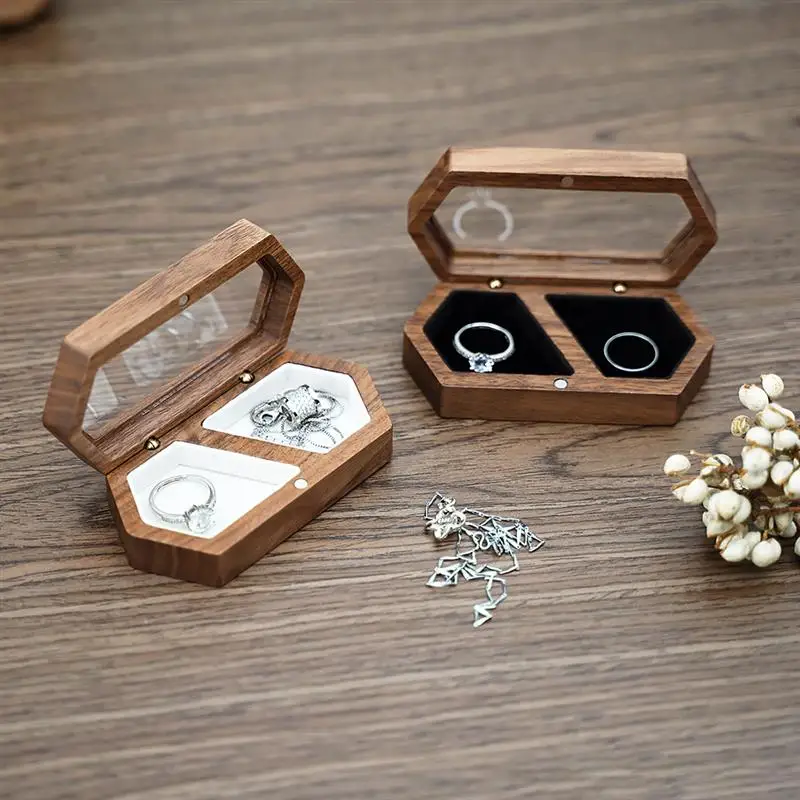 

Wooden Jewelry Box DIY Rings Earring Necklaces Organizer Wedding Ring Box Jewelry Gift Storage Display Case Earring Package Box