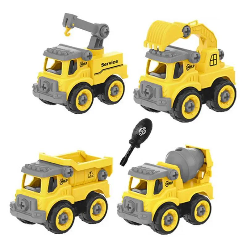 

Разборный трактор, строительные грузовики, разборные игрушки, набор из 4 строительных грузовиков, разборные игрушки, обучающие для детей