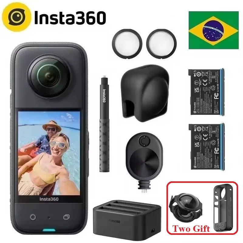 Insta360 X3 câmera de ação, bateria de 1800mah, 5.7k, vídeo, 10m, à prova d'água, estabilização, insta 360 one x 3