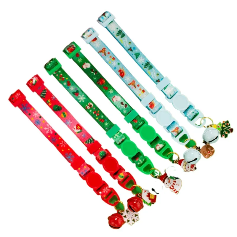 10pcs/Lot Merry Christmas Dog Collar Cat Necklace Pet Supplies Santa Eve Festival Celebrating Decoration All for Puppy Wholesale