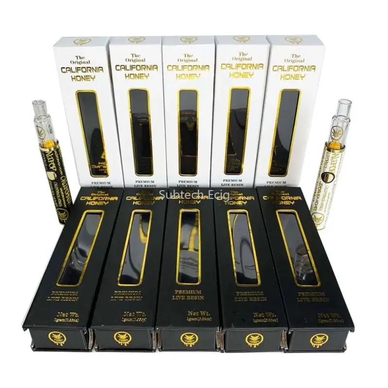 كاليفورنيا العسل Vape أقلام 380mah بطارية قابلة للشحن 1.0 مللي المرذاذ القرون السيراميك لفائف خراطيش السجائر الإلكترونية سميكة النفط