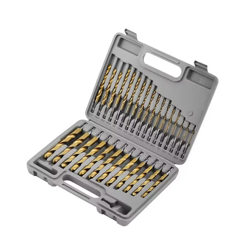 

38 Pcs Titanium Impact Drill Bit Set Hex Shank 1/16"-1/2"Hex Shank Drill Bit Set Quick Change Design for Wood Steel Metal