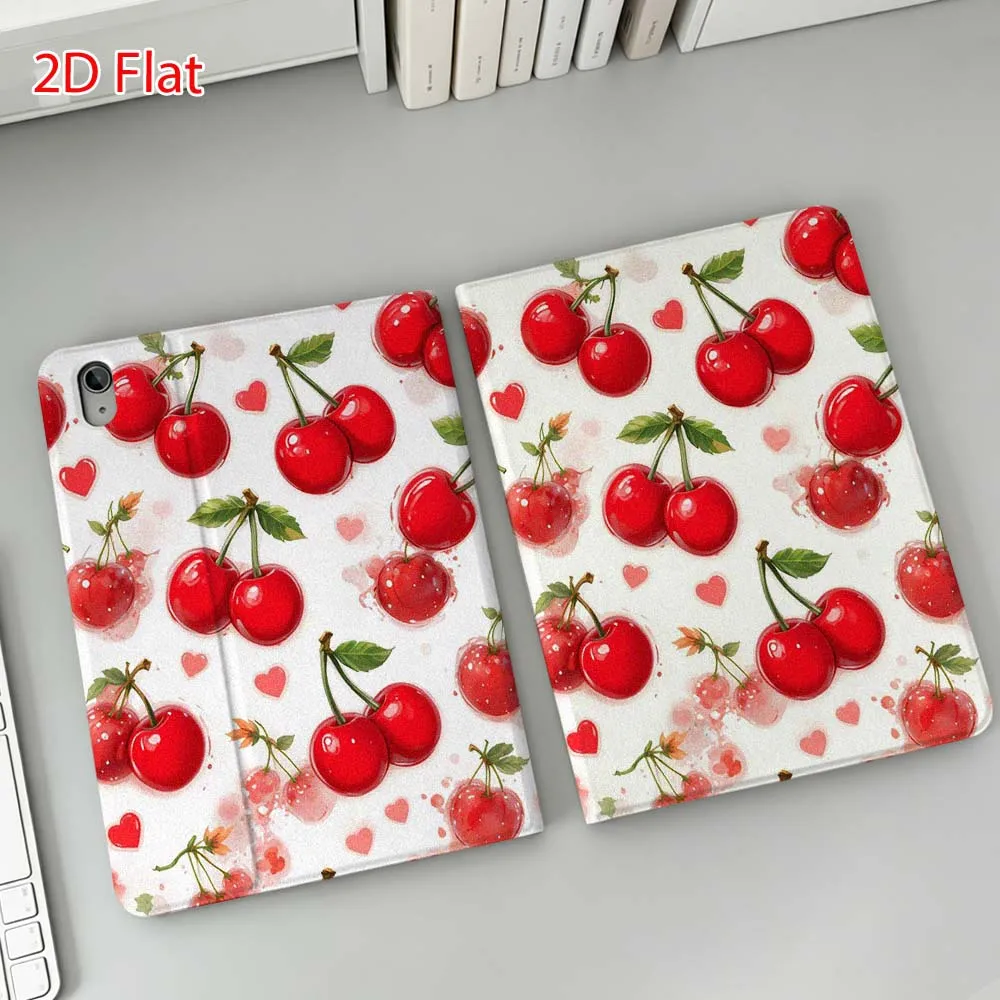 Red cherry pattern Soft For Apple iPad Pro Mini A16 A17 A14 4 5 6 7 6th 12th 9Gen 12.9 11 13 M4 inch Tablet Case