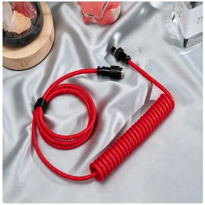 Customized 8K Pilot Cable Mechanical Keyboard Type-C USB Data Cable Magnetic Shaft DIY Compilation Color Spiral Spring Cable
