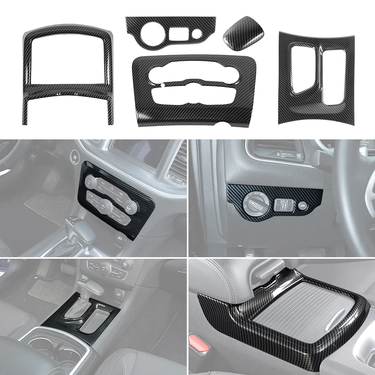 Car Central Control Gear Shift Panel Decoration Cover Trim for Dodge Charger 2015-2025 Interior Accessories