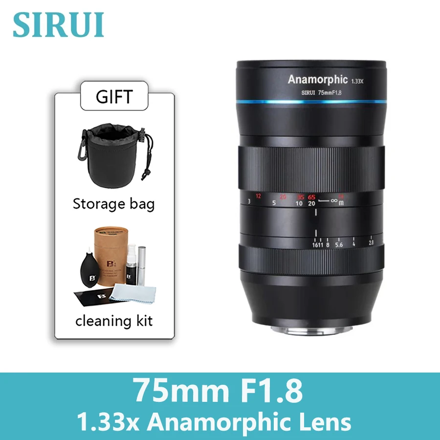 

SIRUI 75mm F1.8 1.33x Anamorphic Camera Lens APS-C Manual Focus Lens For Nikon Z Sony E Canon EF-M FujiFilm X M43 Mount Cameras